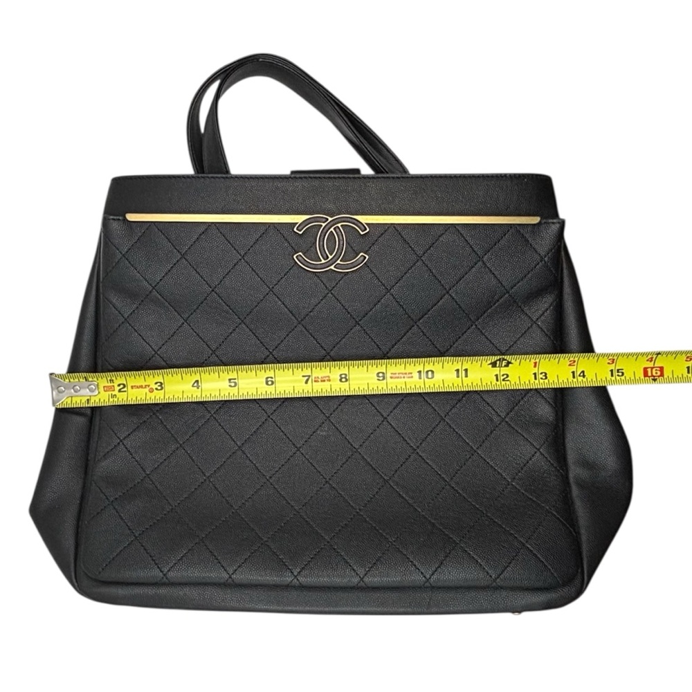 Chanel Dark Navy and Gold Accents Quilted Tote Bag - Picture 6 of 13